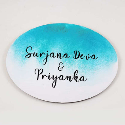 Handpainted Customized Name Plate - Teal Ombre - rangreli