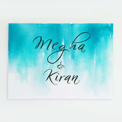 Handpainted Customized Name Plate - Teal Ombre - rangreli