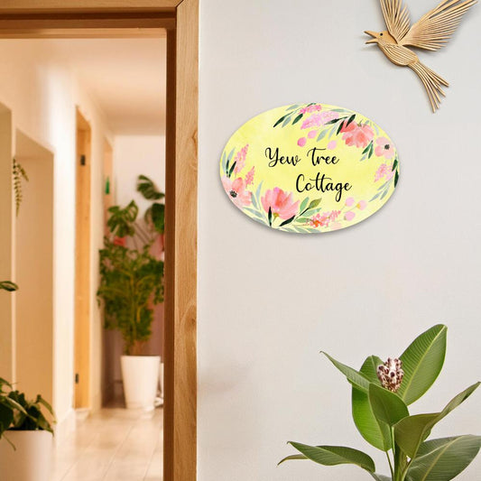 Peach Corner - Handpainted Floral Name Plate