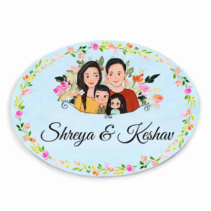 Handpainted Customized Name Plate - Family of 4 Name Plate - rangreli