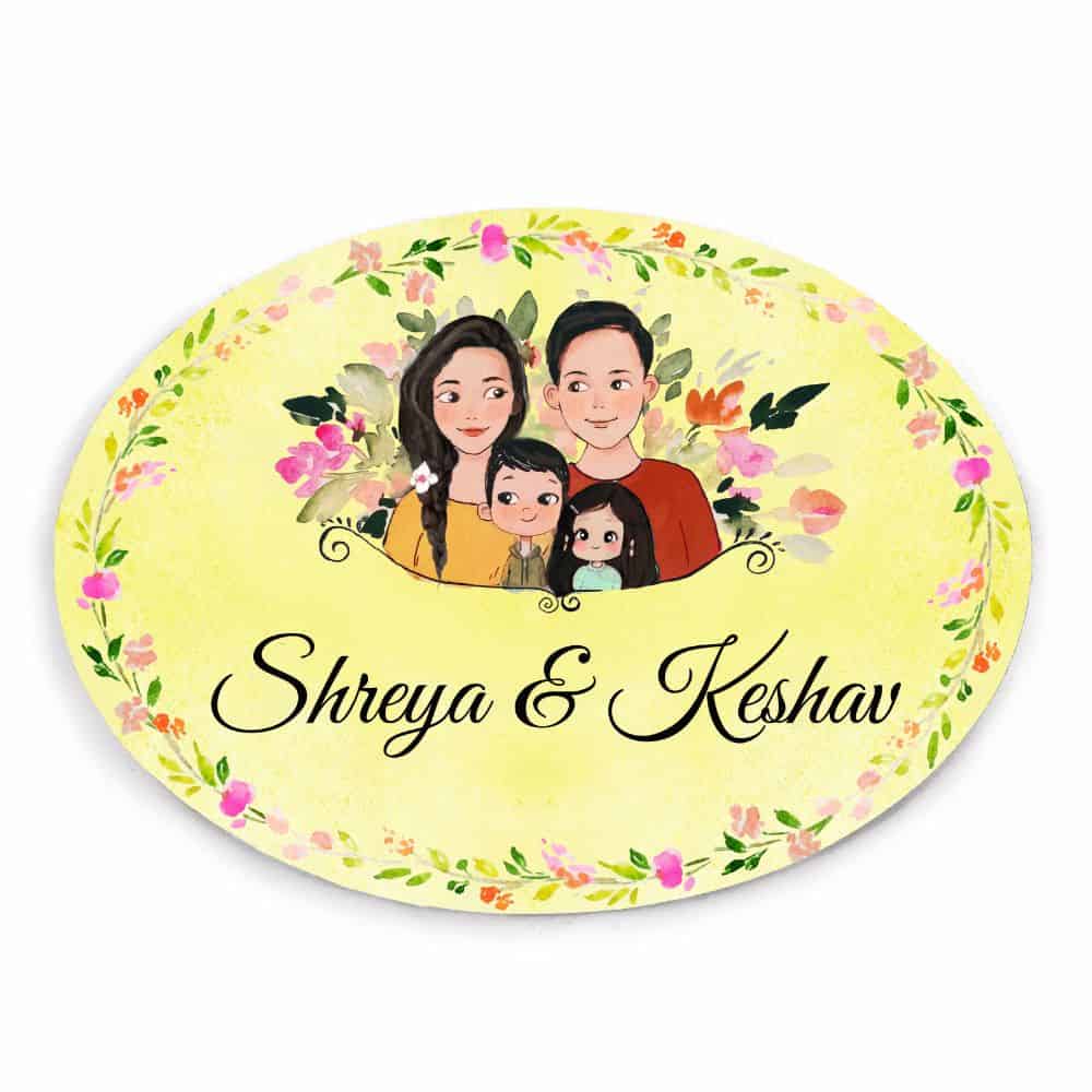 Handpainted Customized Name Plate - Family of 4 Name Plate - rangreli