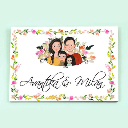 Handpainted Customized Name Plate - Family of 4 Name Plate - rangreli