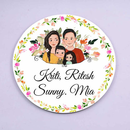 Handpainted Customized Name Plate - Family of 4 Name Plate - rangreli