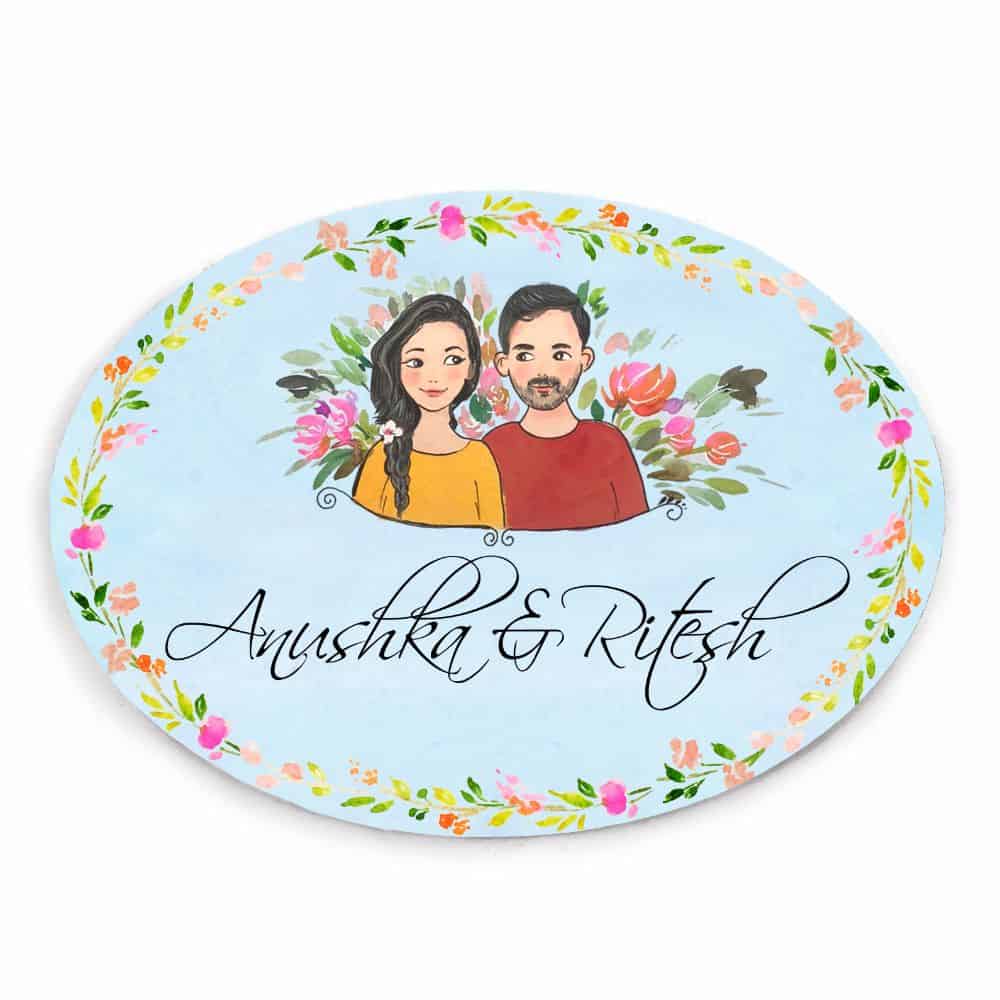 Handpainted Customized Name Plate - Couple together Name Plate - rangreli