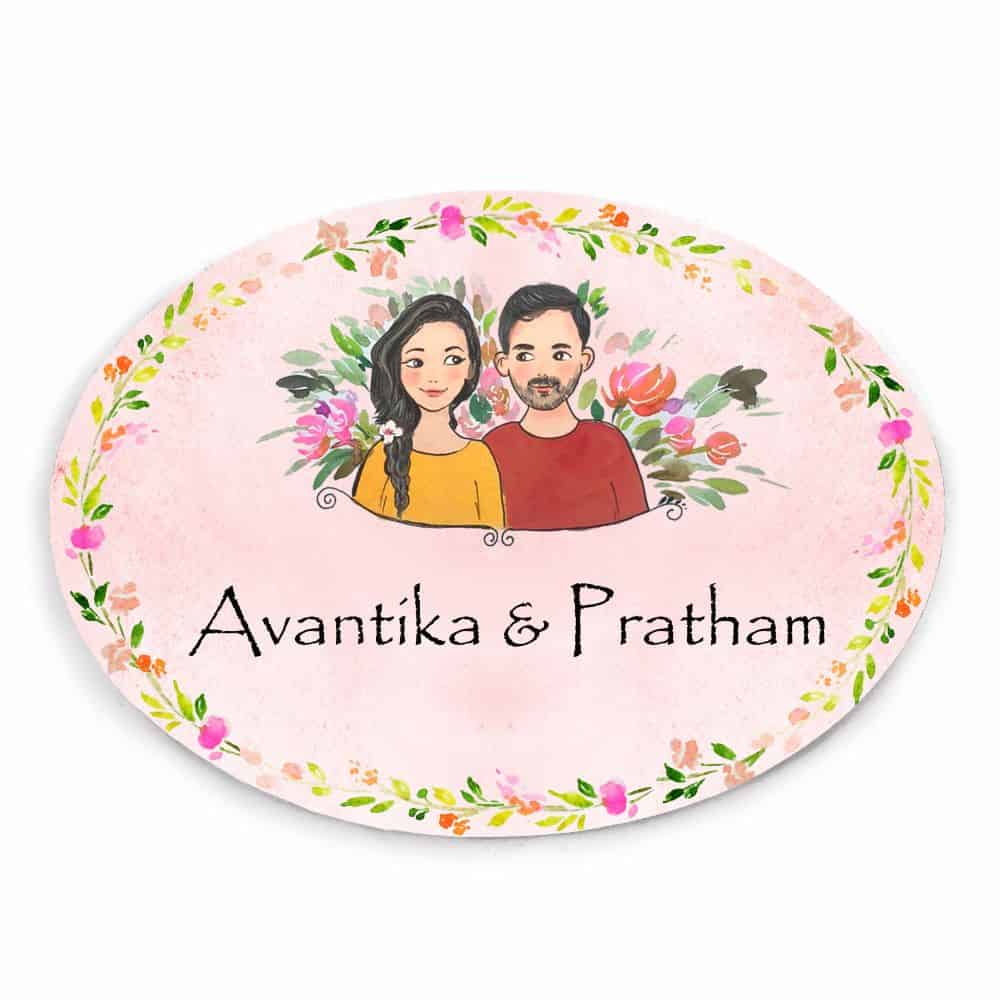 Handpainted Customized Name Plate - Couple together Name Plate - rangreli