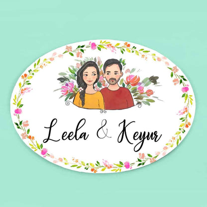 Handpainted Customized Name Plate - Couple together Name Plate - rangreli