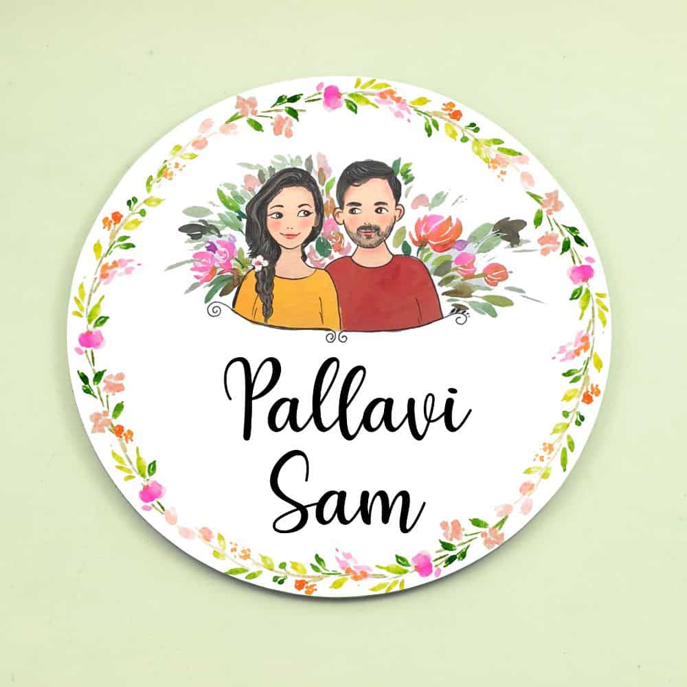 Handpainted Customized Name Plate - Couple together Name Plate - rangreli