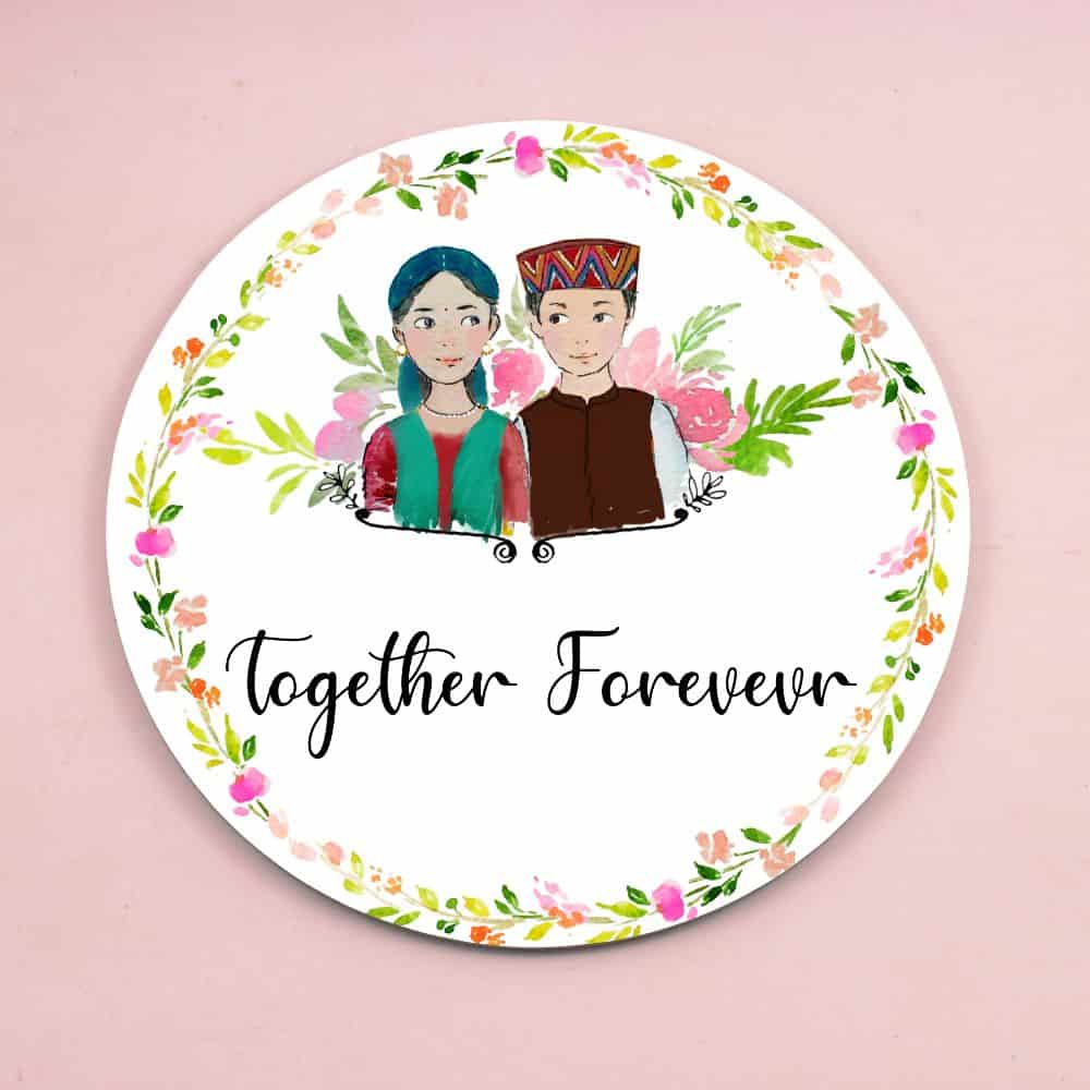 Handpainted Customized Name Plate - Garwali Couple Name Plate - rangreli