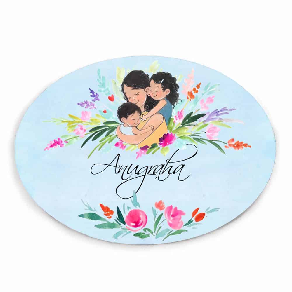 Handpainted Customized Name Plate - Mom and kids Name Plate - rangreli