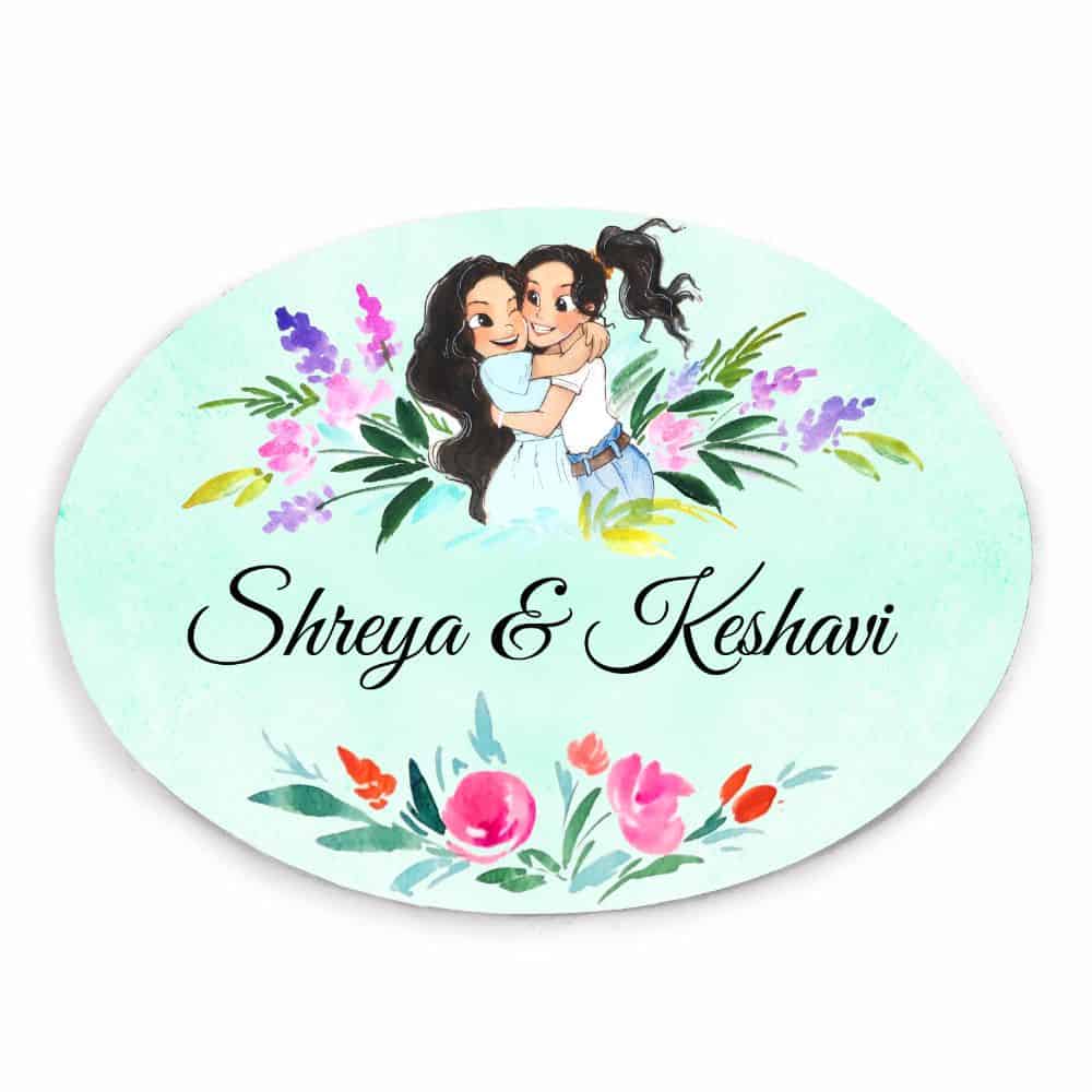 Handpainted Customized Name Plate - 2 Friends Name Plate - rangreli