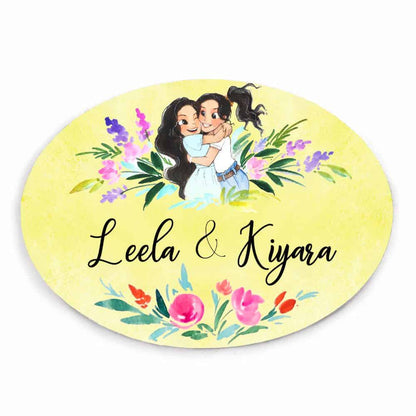 Handpainted Customized Name Plate - 2 Friends Name Plate - rangreli