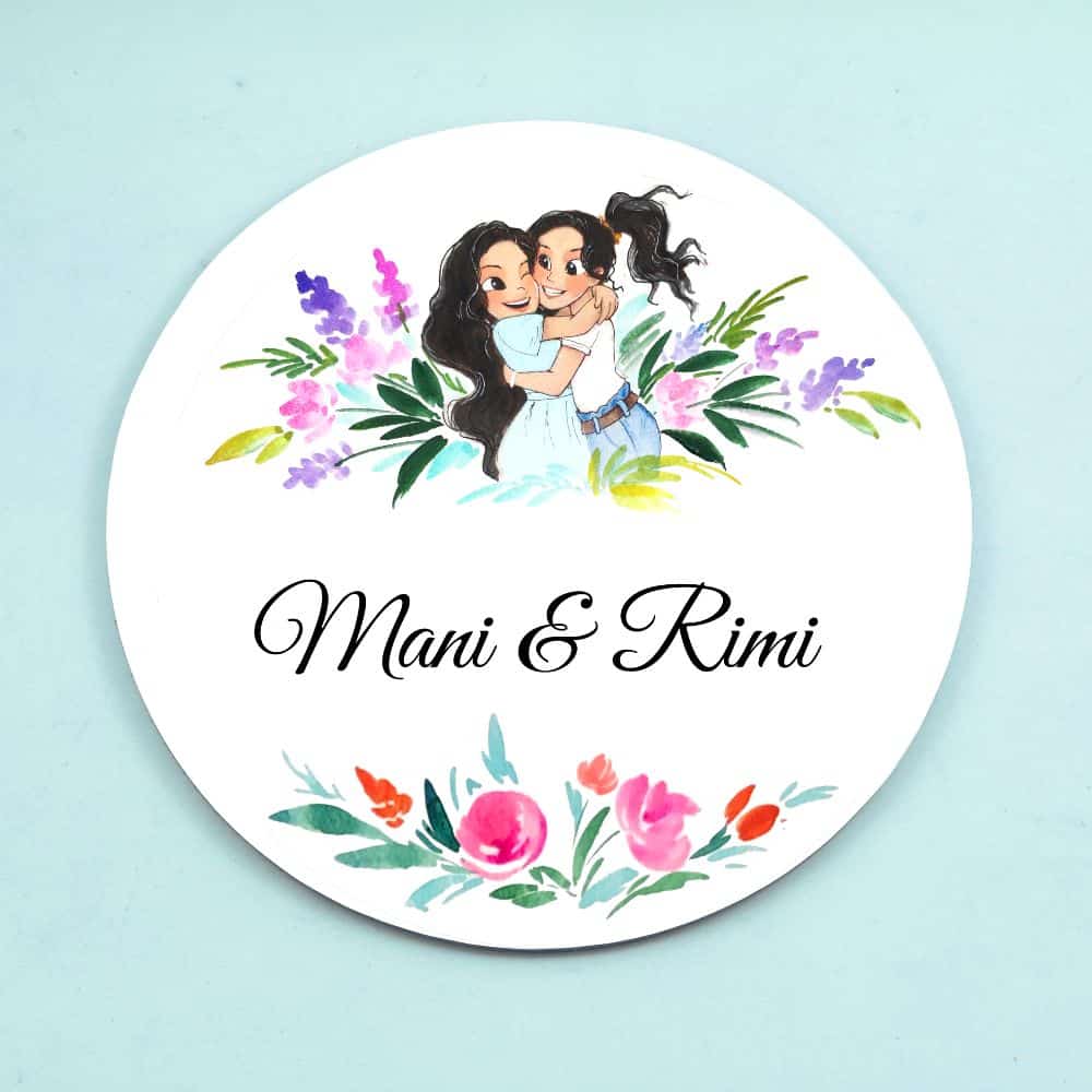 Handpainted Customized Name Plate - 2 Friends Name Plate - rangreli