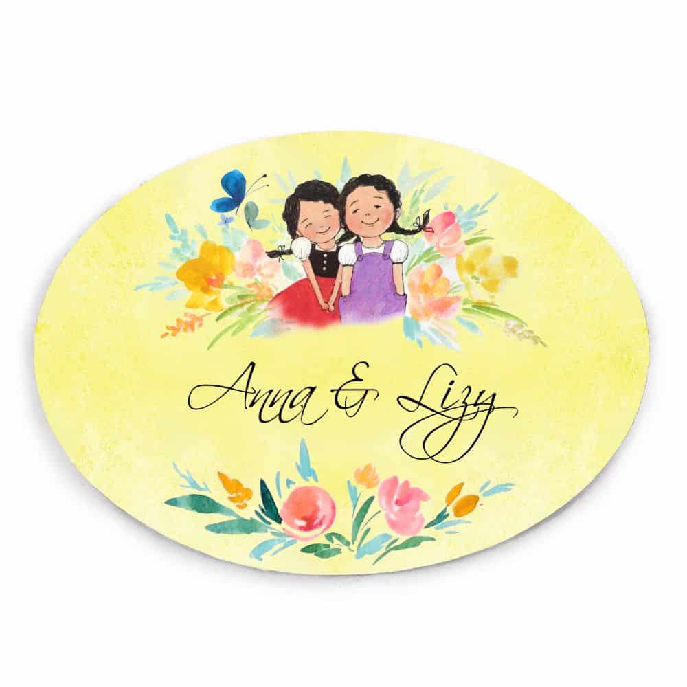 Handpainted Customized Name Plate - 2 Girls Name Plate - rangreli