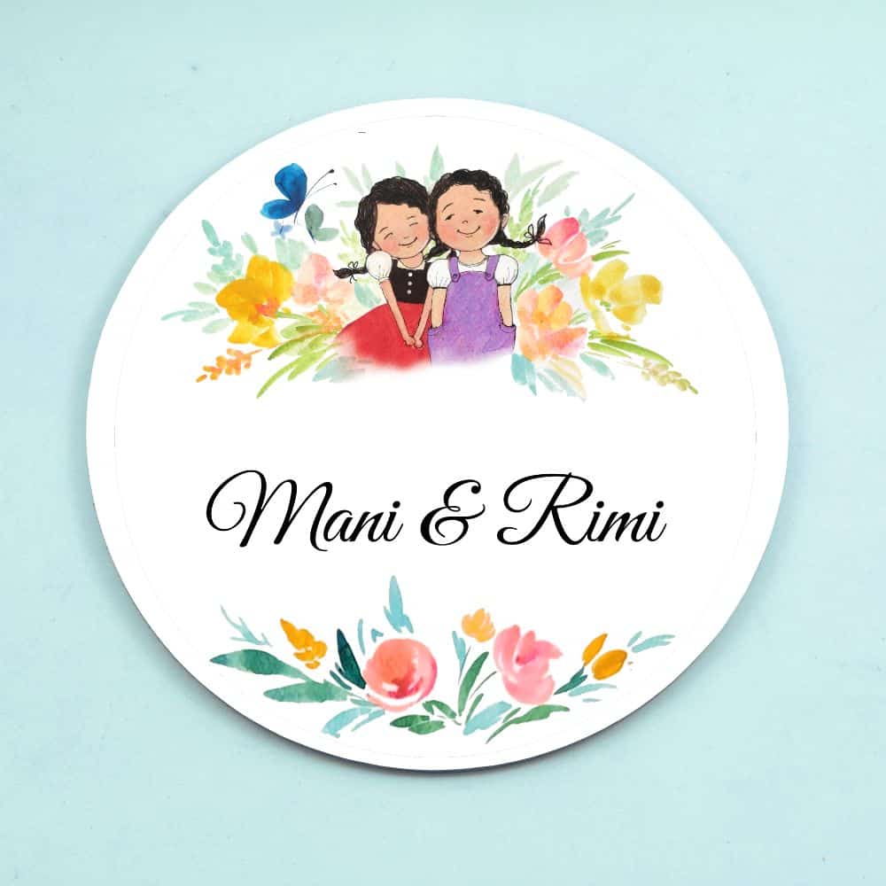 Handpainted Customized Name Plate - 2 Girls Name Plate - rangreli