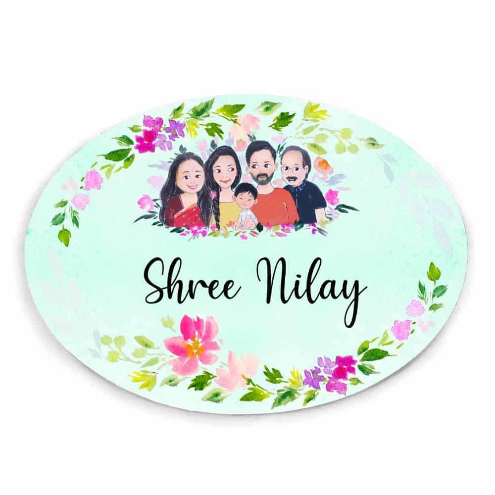 Handpainted Customized Name Plate - Joint Family Name Plate - rangreli