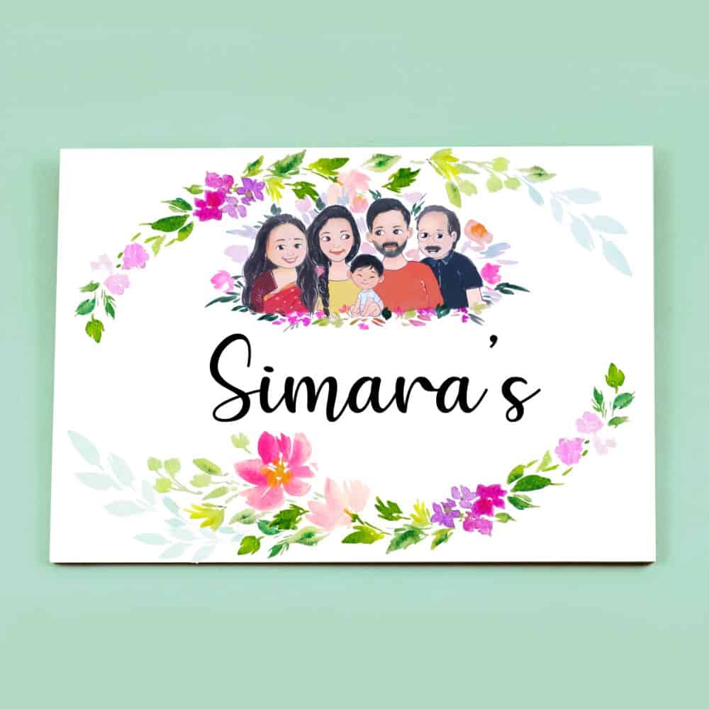 Handpainted Customized Name Plate - Joint Family Name Plate - rangreli