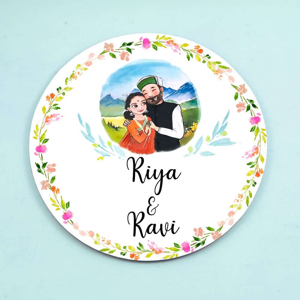 Handpainted Customized Name Plate - Himachali Couple Name Plate - rangreli