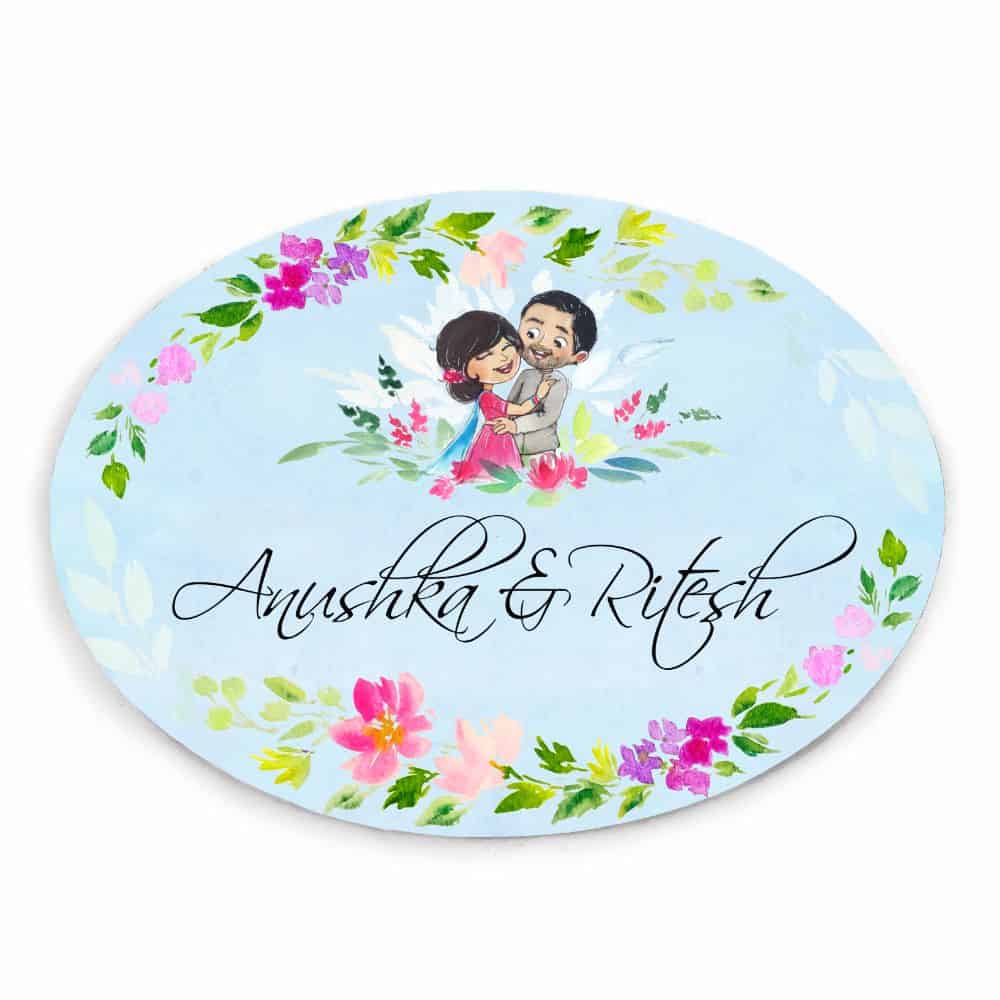 Handpainted Customized Name Plate - Sweet Couple Name Plate - rangreli