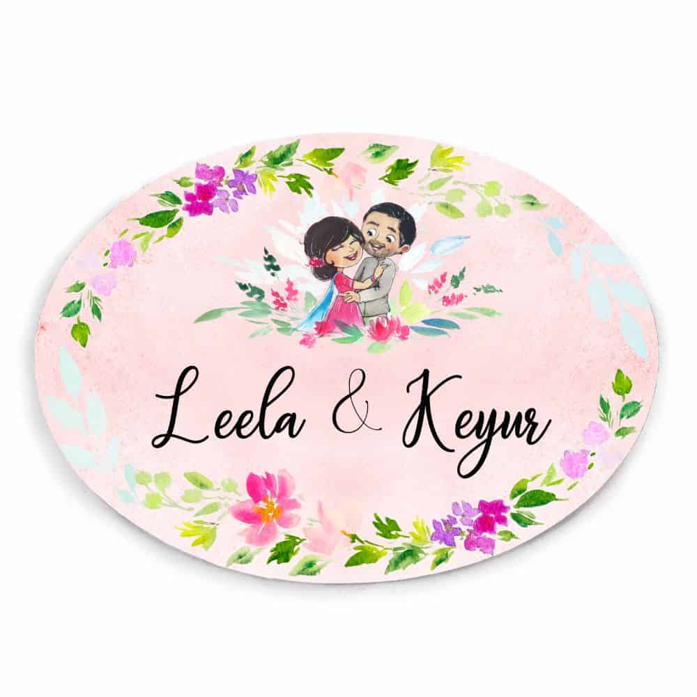 Handpainted Customized Name Plate - Sweet Couple Name Plate - rangreli