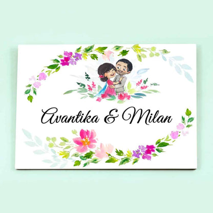 Handpainted Customized Name plate - Wedding Couple Name Plate - rangreli