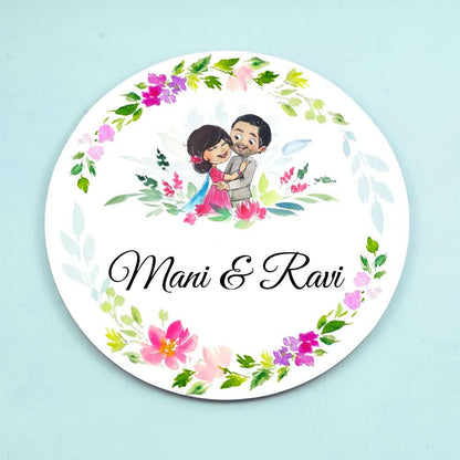 Handpainted Customized Name Plate - Sweet Couple Name Plate - rangreli