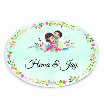 Handpainted Customized Name plate - Wedding Couple Name Plate - rangreli