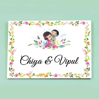 Handpainted Customized Name plate - Wedding Couple Name Plate - rangreli