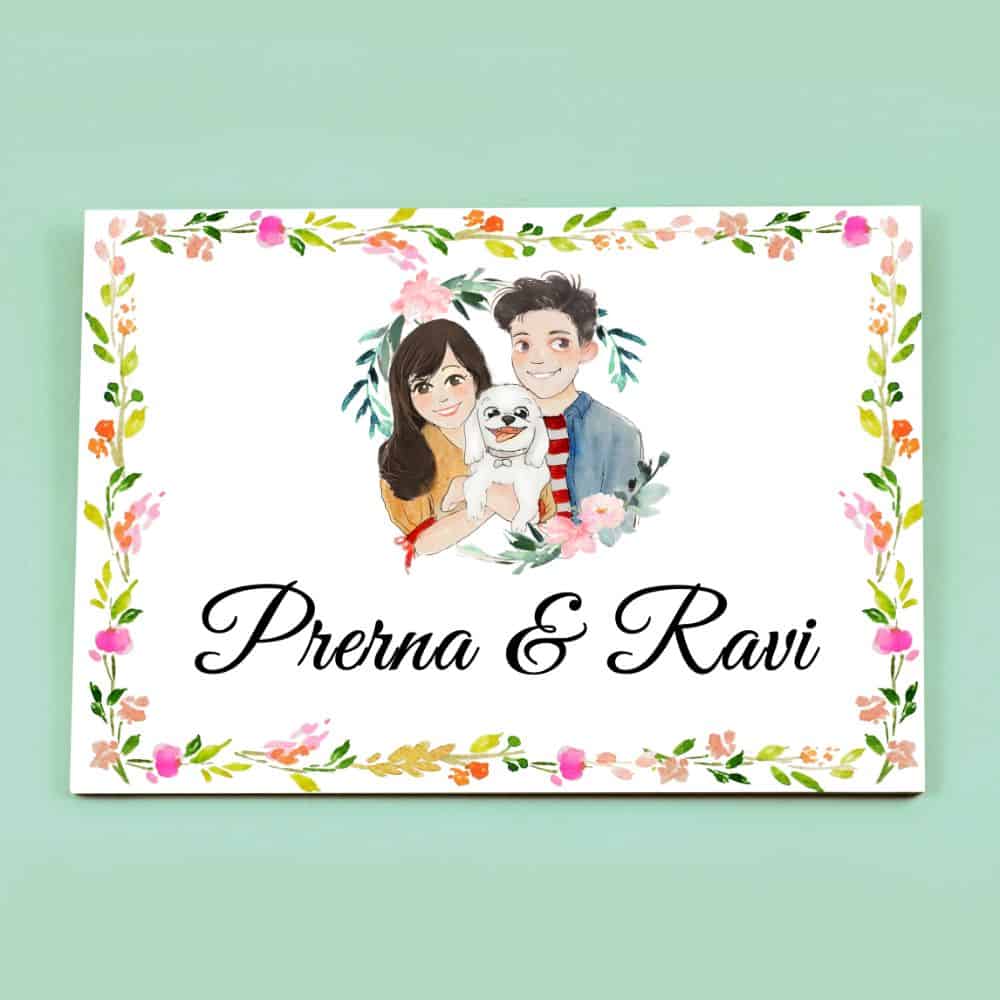 Handpainted Customized Name Plate - Pet Dog Couple Name Plate - rangreli