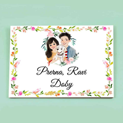 Handpainted Customized Name Plate - Pet Dog Couple Name Plate - rangreli