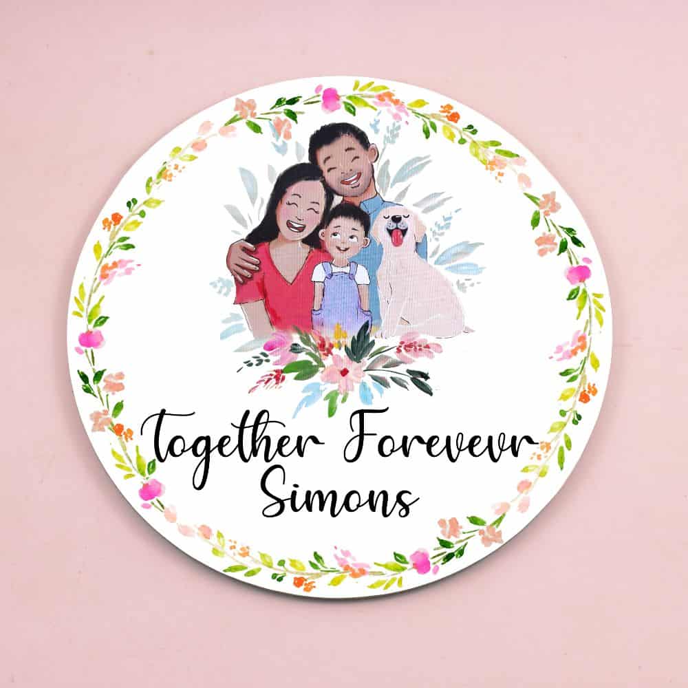 Handpainted Customized Name Plate - Family Name Plate with pet - rangreli