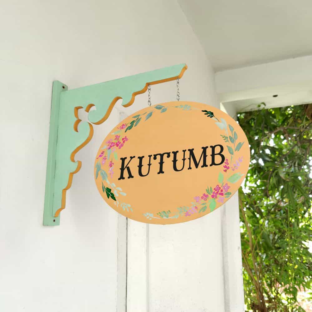 Handpainted Hanging Name plate - Mint Green Oval Yellow - rangreli