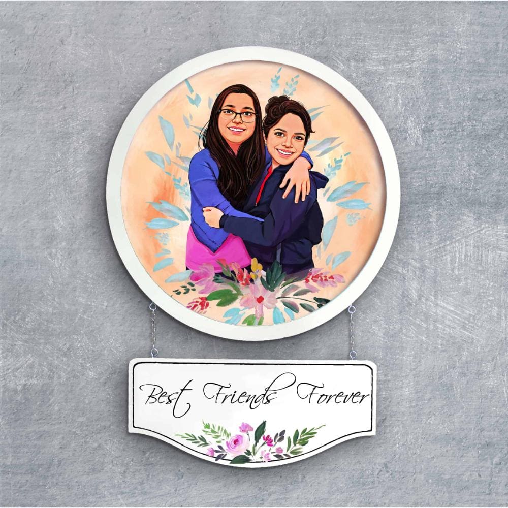 Handpainted Personalized Character Family Nameplate with pet- Full frame - rangreli