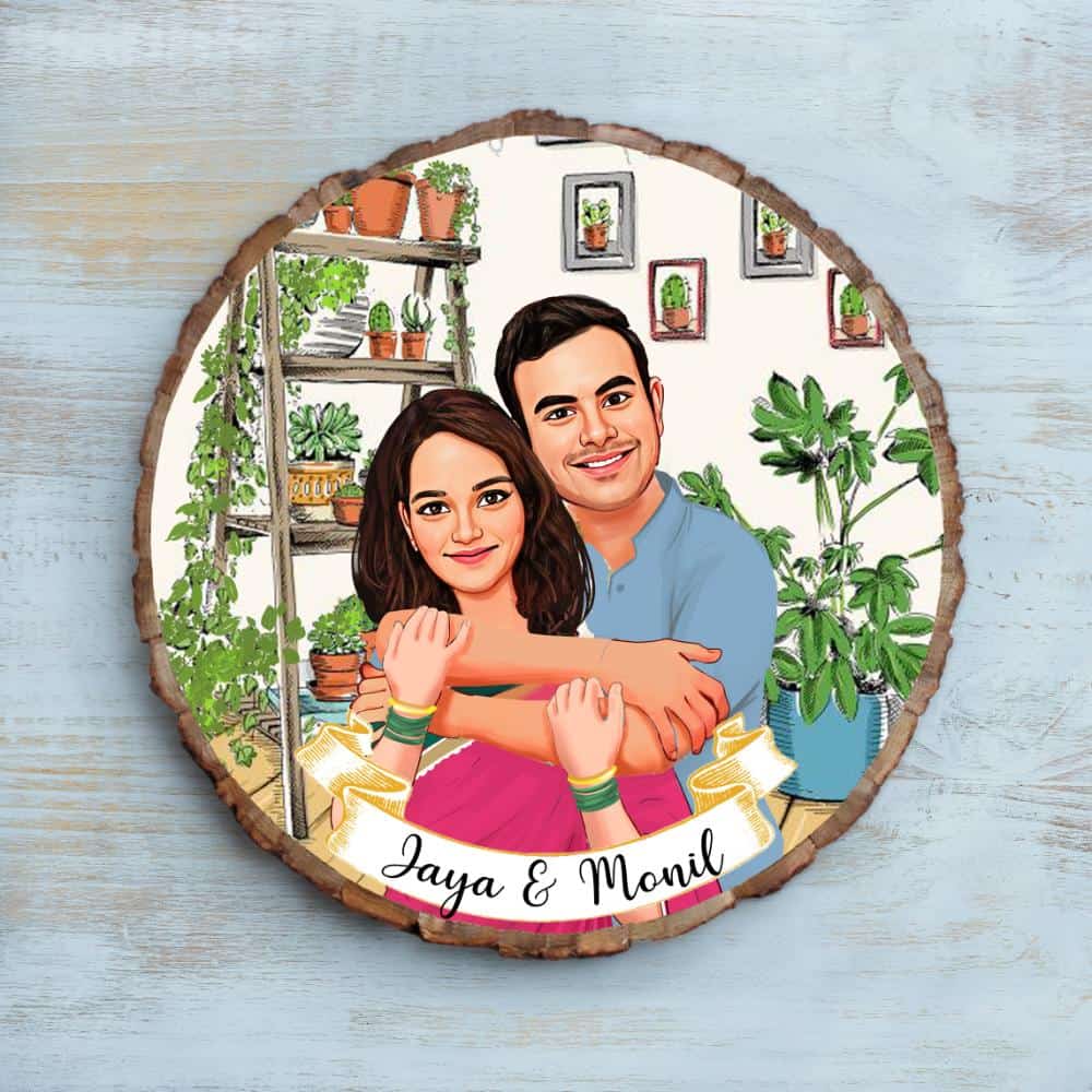 Handpainted Personalized Character Nameplate Sweet Couple-Bark - rangreli