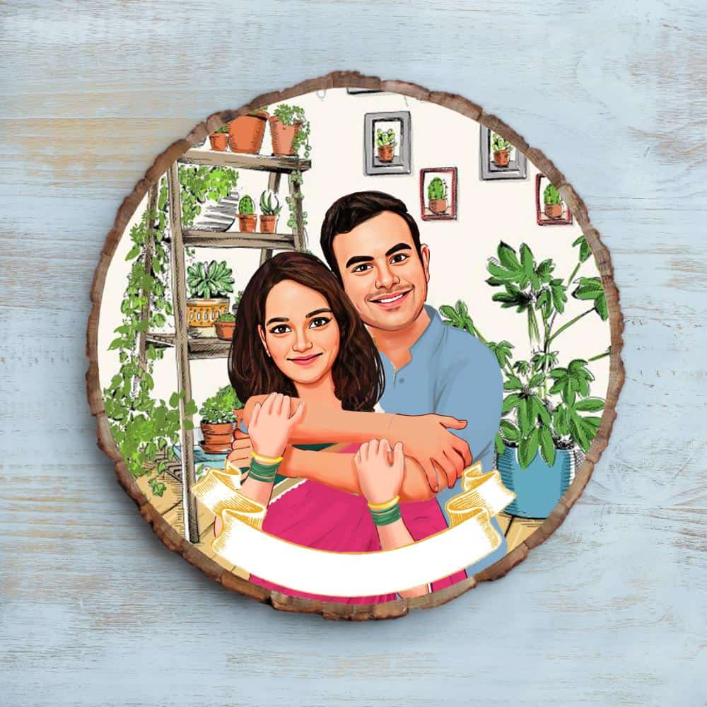 Handpainted Personalized Character Nameplate Sweet Couple-Bark - rangreli