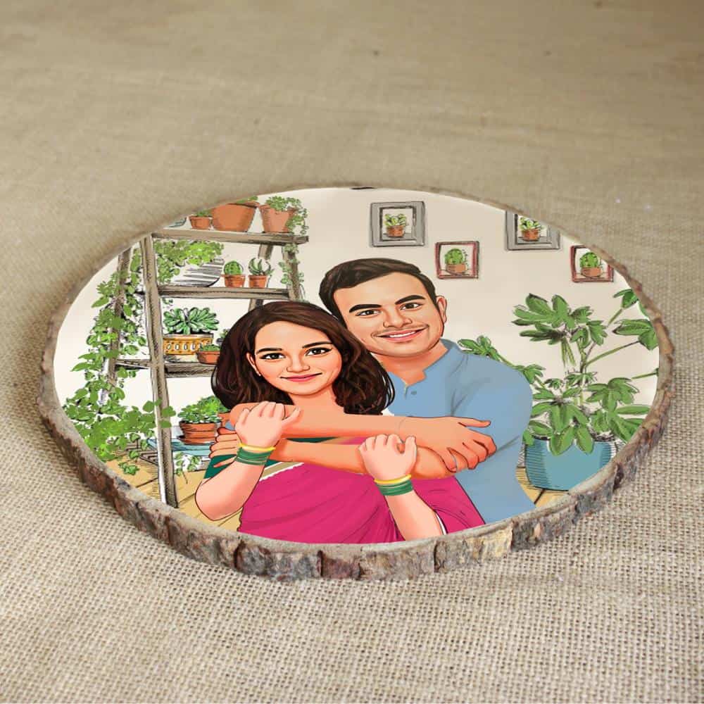 Handpainted Personalized Character Nameplate Sweet Couple-Bark - rangreli