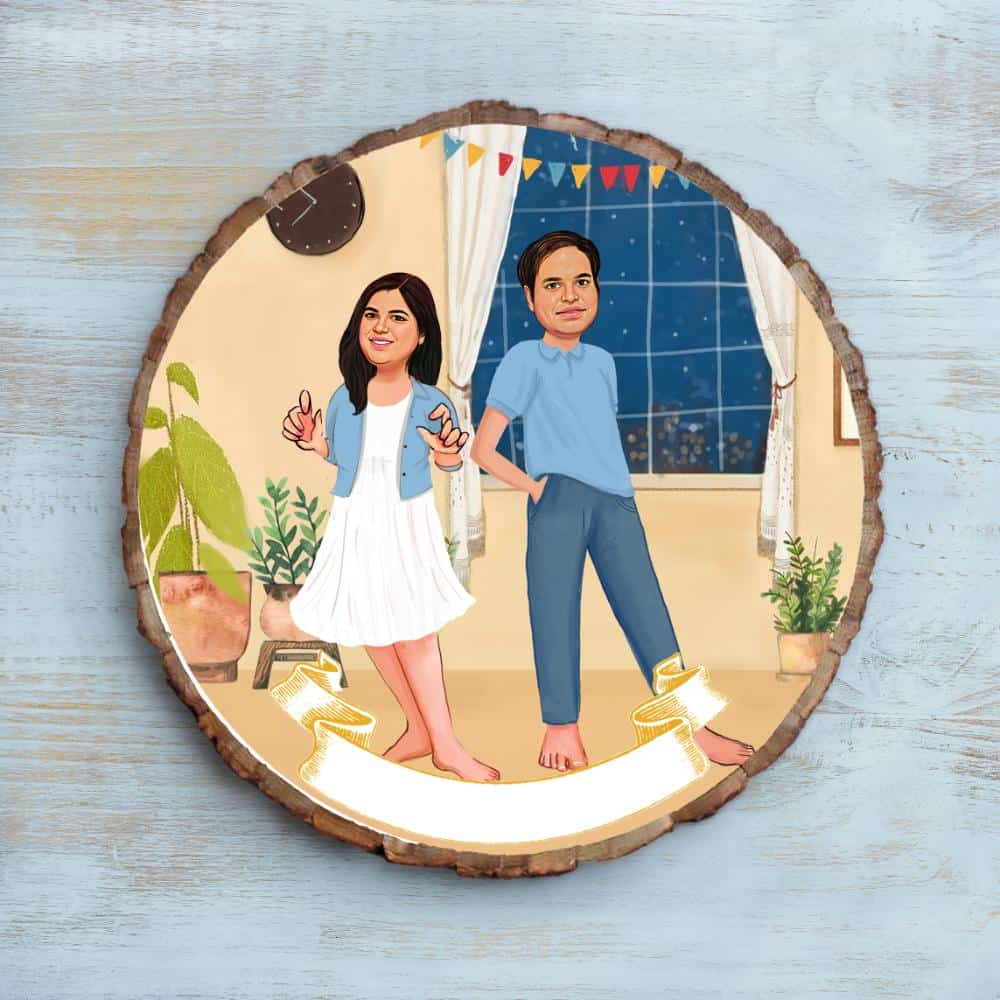 Handpainted Personalized Character Nameplate Cute Couple-Bark - rangreli