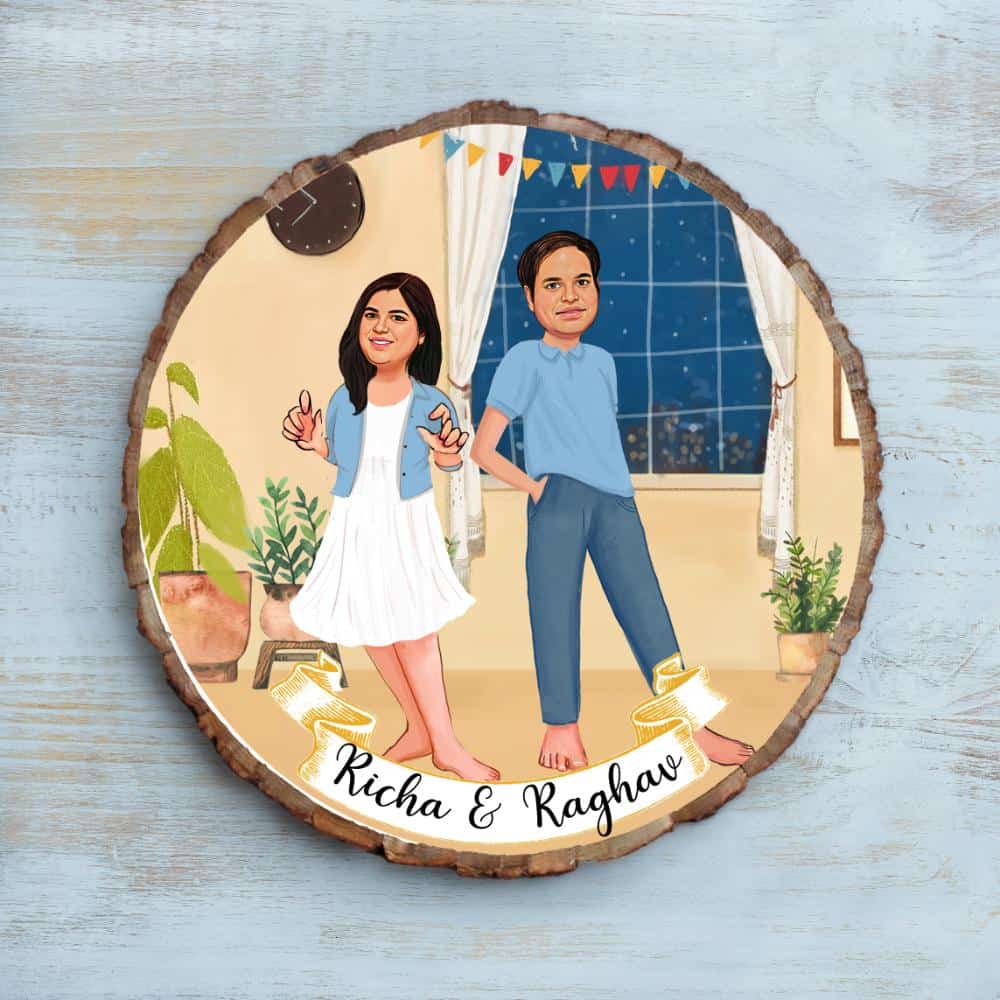 Handpainted Personalized Character Nameplate Cute Couple-Bark - rangreli