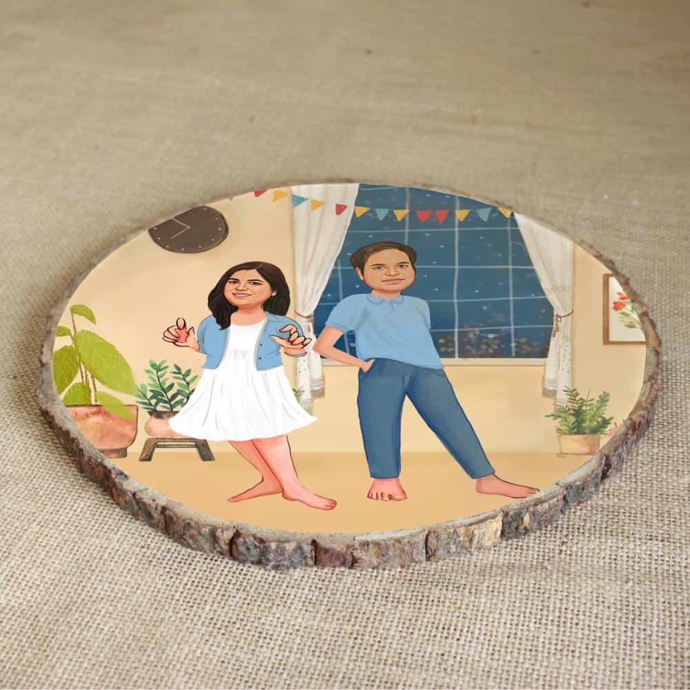 Handpainted Personalized Character Nameplate Cute Couple-Bark - rangreli