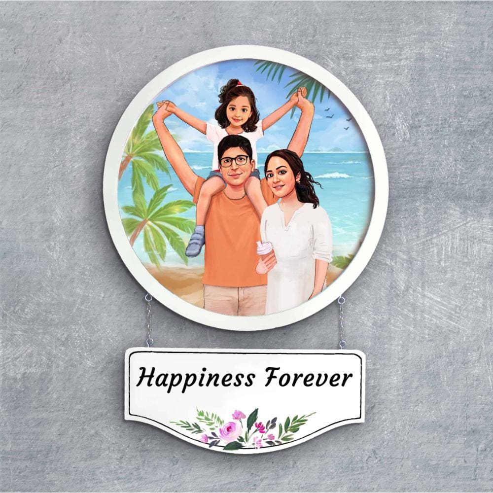 Handpainted Personalized Character Nameplate with family- Full frame - rangreli