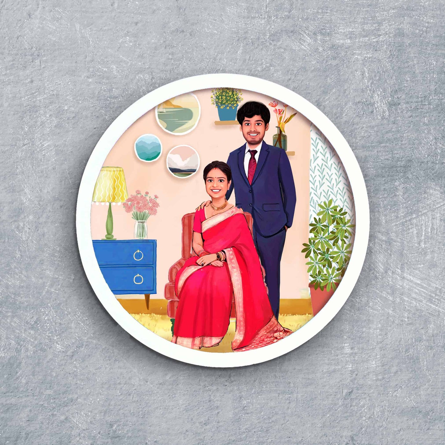 Handpainted Personalized Character Nameplate Indoor Couple- Full frame - rangreli