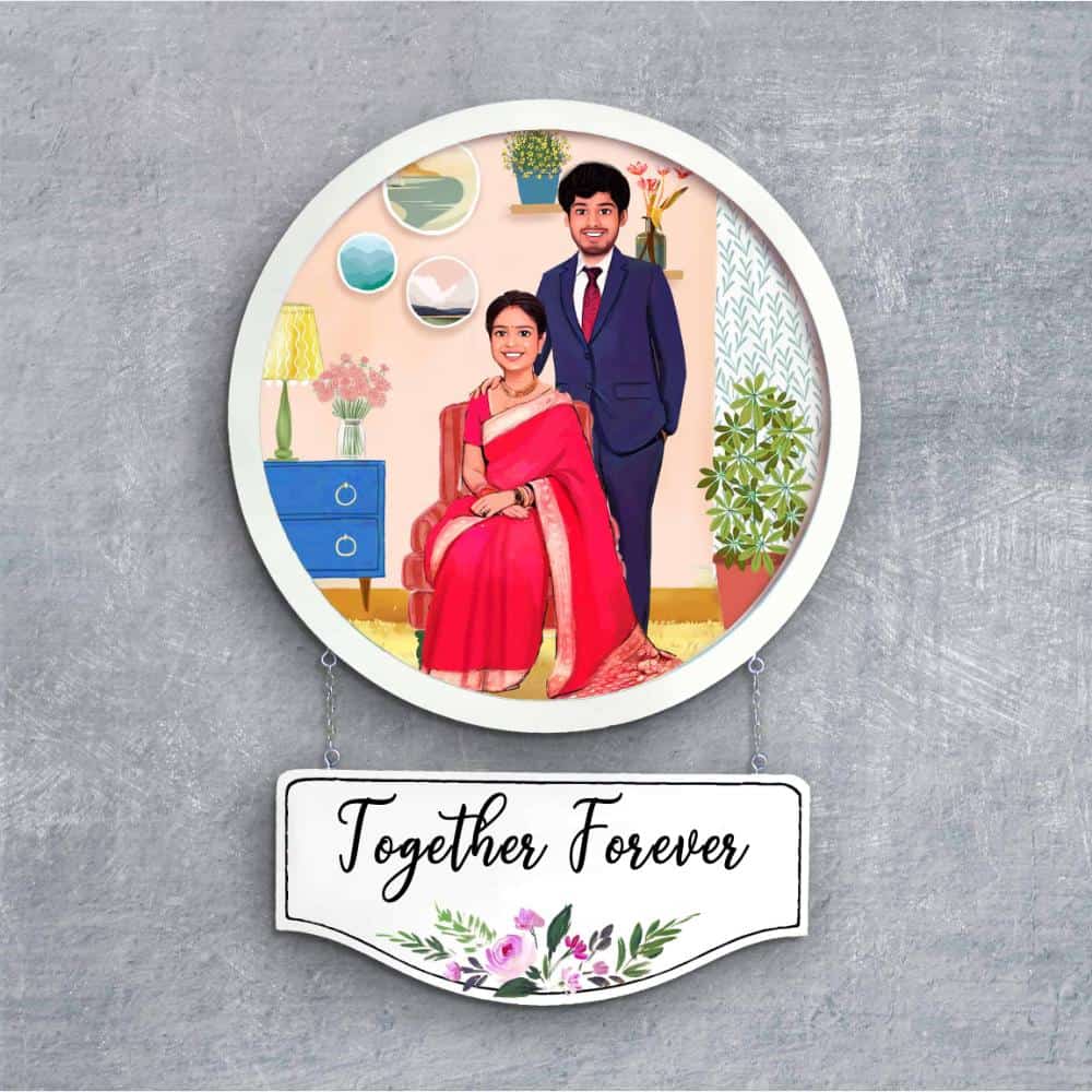 Handpainted Personalized Character Nameplate Indoor Couple- Full frame - rangreli