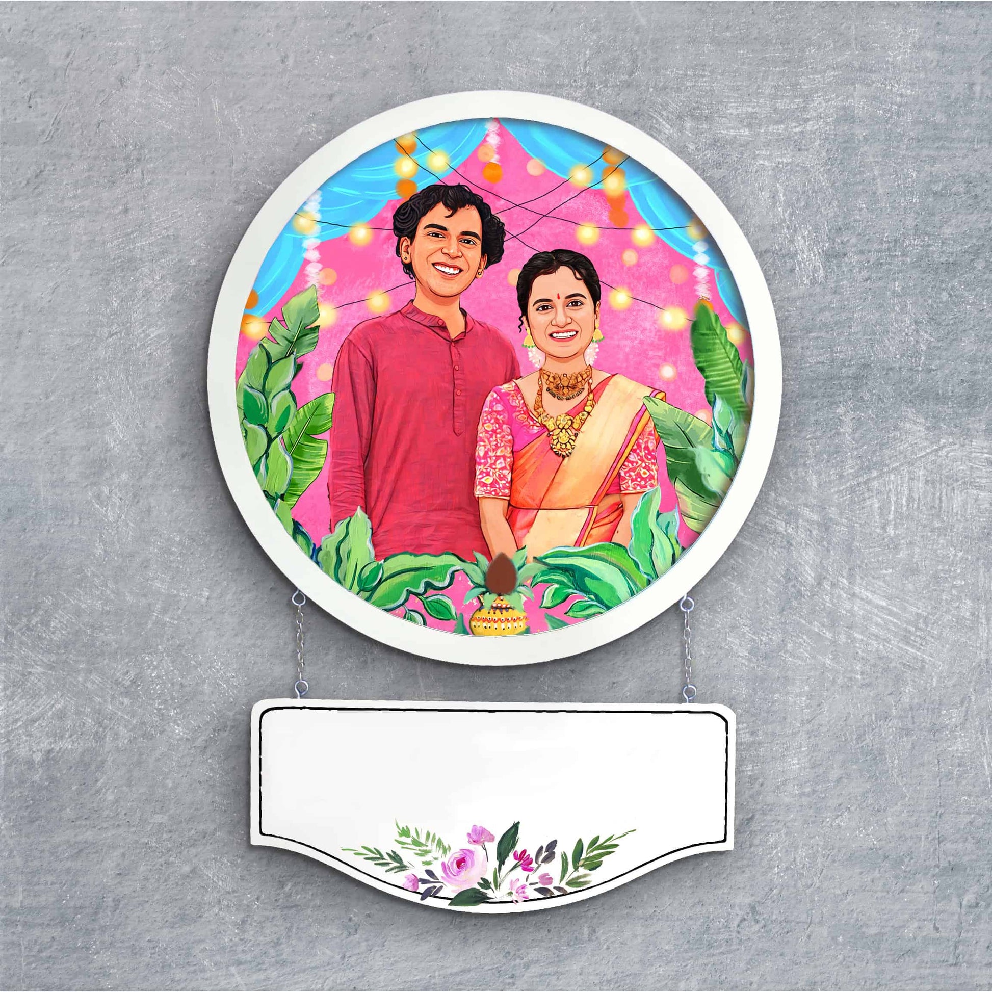 Handpainted Personalized Character Nameplate Festive Season- Full frame - rangreli