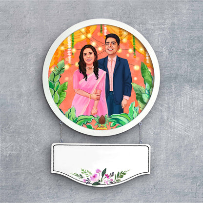 Handpainted Personalized Character Nameplate Wedding Couple2- Full frame - rangreli