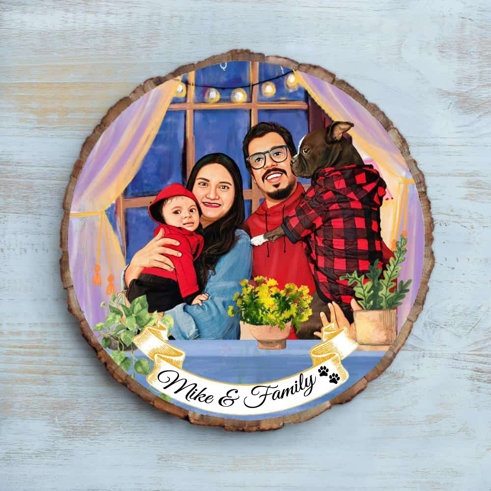 Handpainted Personalized Character Nameplate with Family1- Full frame