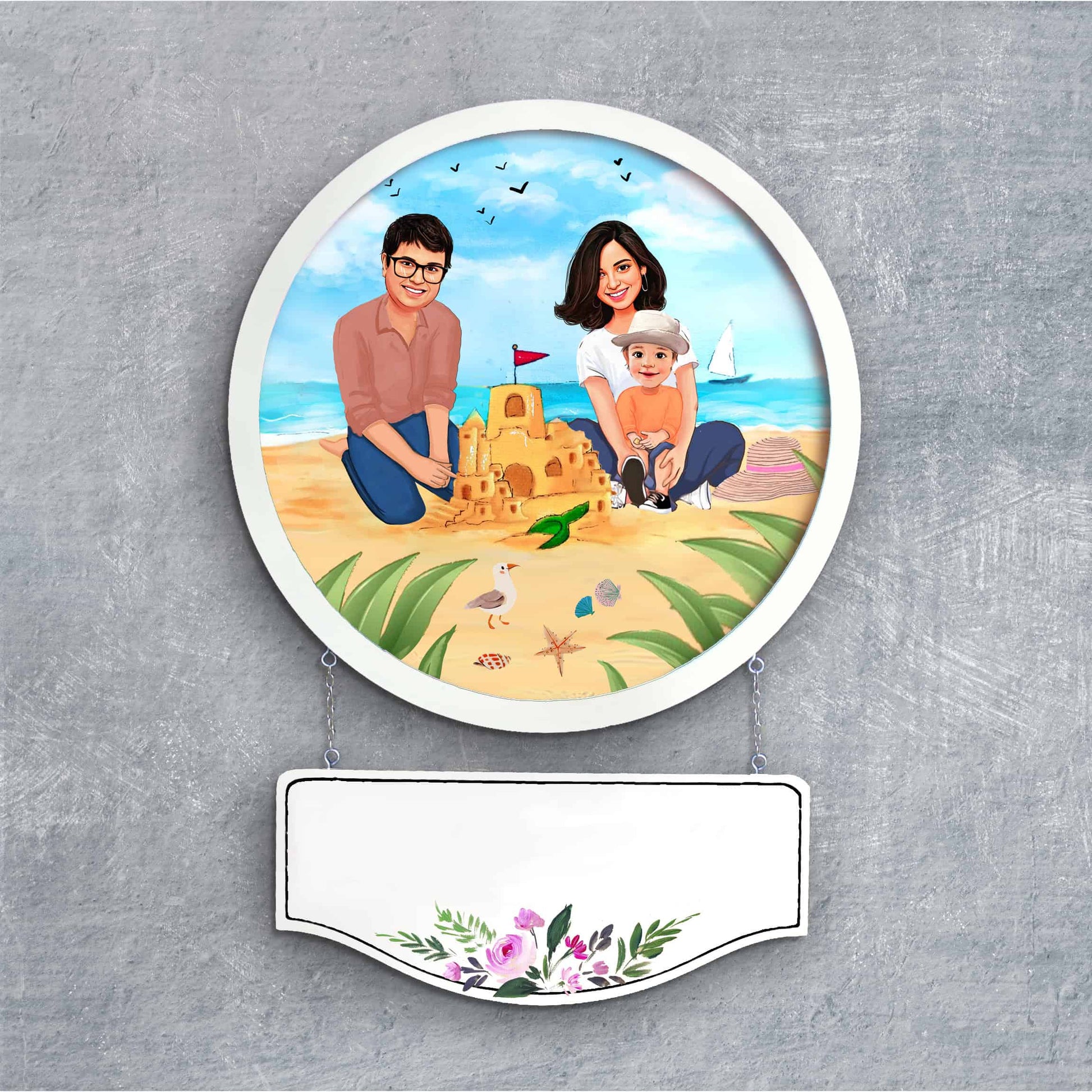 Handpainted Personalized Character Nameplate Beach Fun- Full frame - rangreli