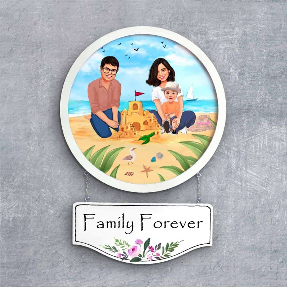 Handpainted Personalized Character Nameplate Beach Fun- Full frame - rangreli