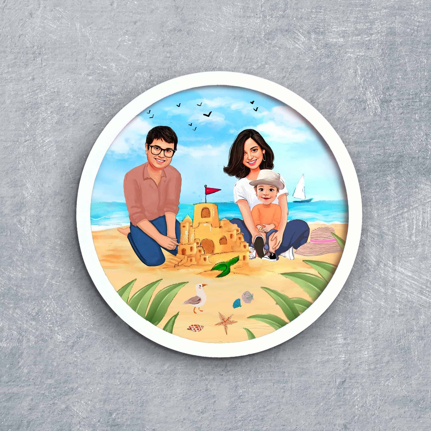 Handpainted Personalized Character Nameplate Beach Fun- Full frame - rangreli