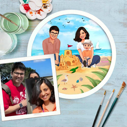 Handpainted Personalized Character Nameplate Beach Fun- Full frame - rangreli