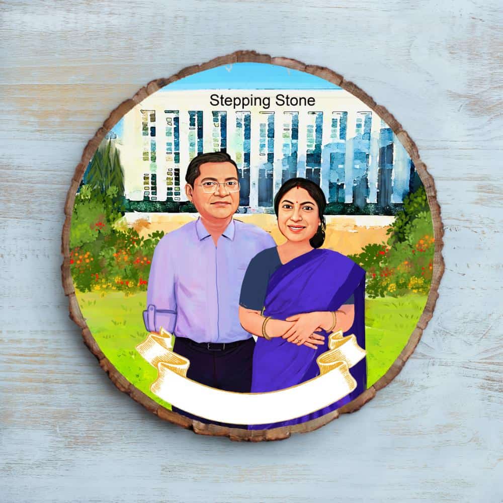 Handpainted Personalized Illustration Bark Nameplate - Mom N Dad - rangreli