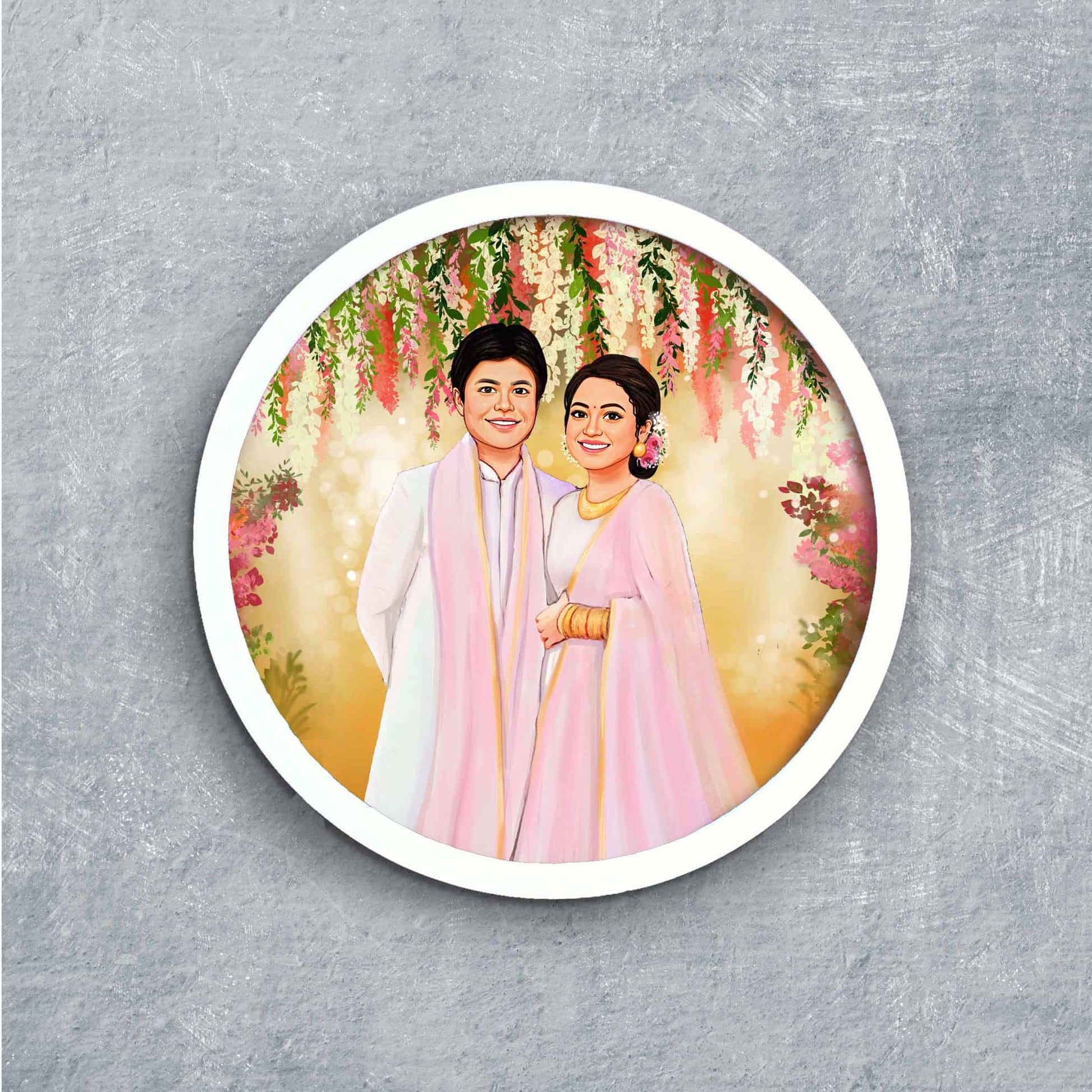 Handpainted Personalized Character Nameplate Wedding Couple1- Full frame - rangreli